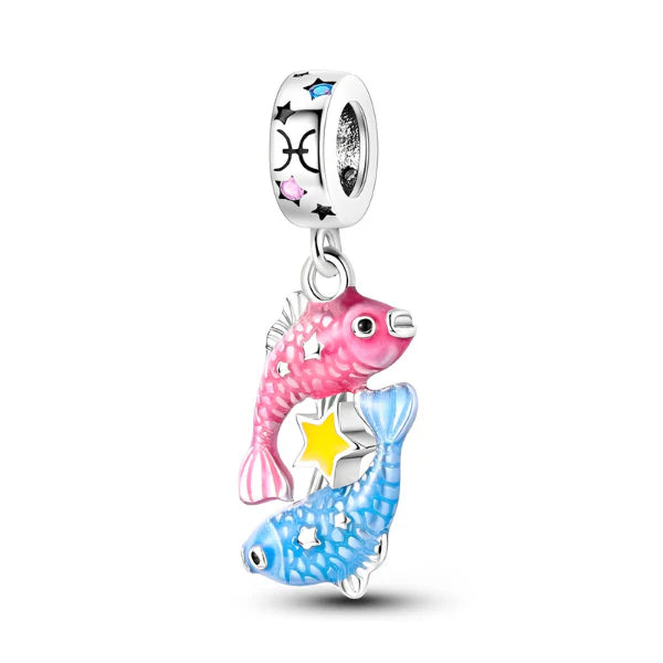 Berloque com o símbolo do signo de Peixes, da Myzoria