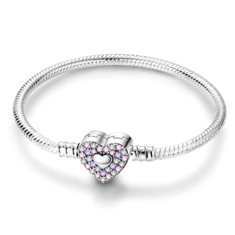 Pulseira com corações rosa e roxo, da Myzoria